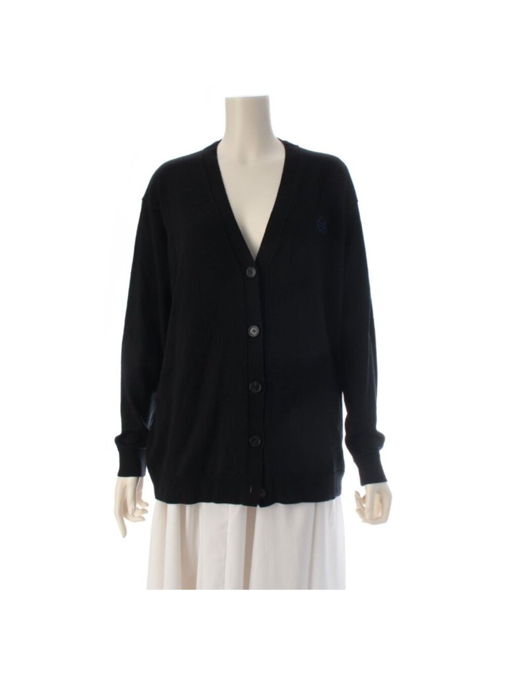Loewe Wool Anagram Long Sleeve Cardigan Top Black